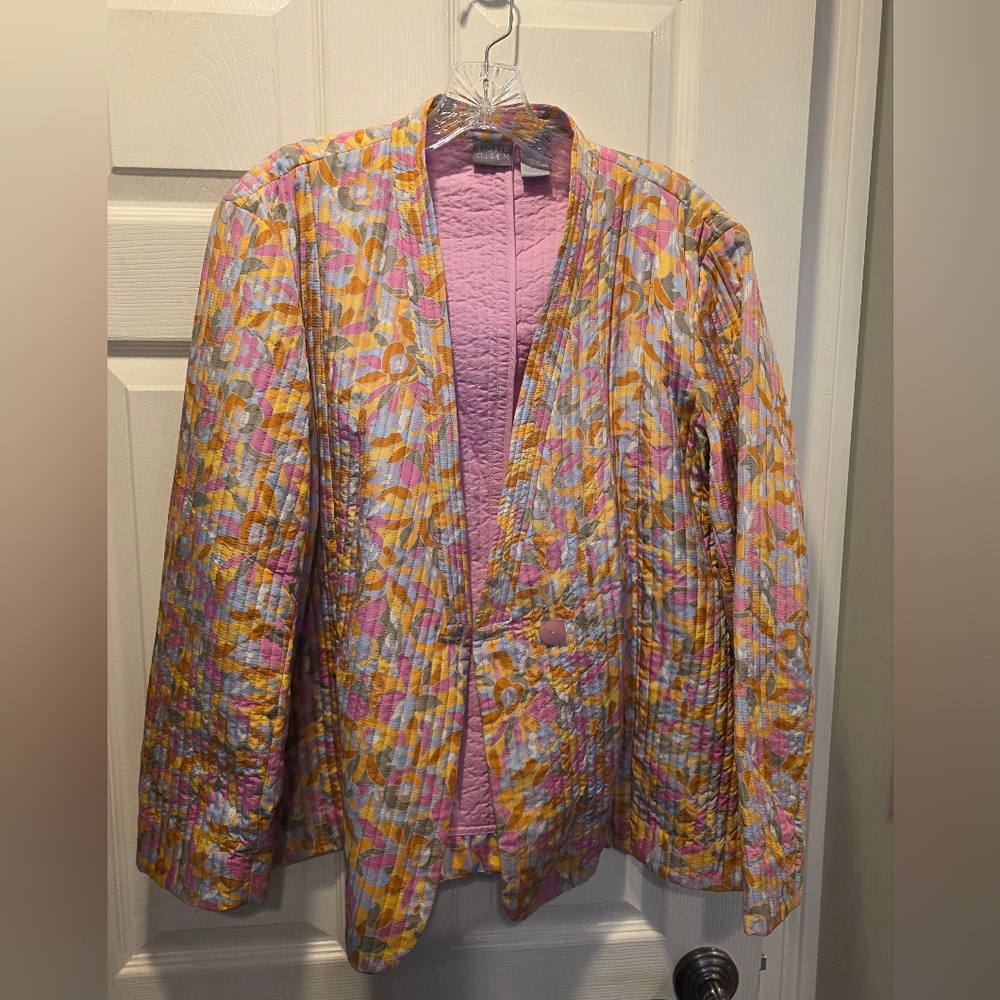 Sigrid Olsen Pastel Colorful Quilted Jacket 1X